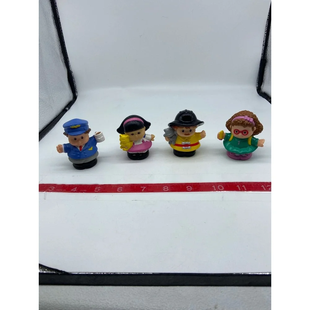 Fisher Price Little People Figures Pilot Firefighter School Girls 2001 Lot of 4